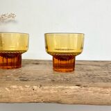 7 small amber glasses