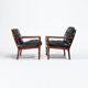 Mid Century Rosewood Armchairs in Leather, Danish Design 1950s