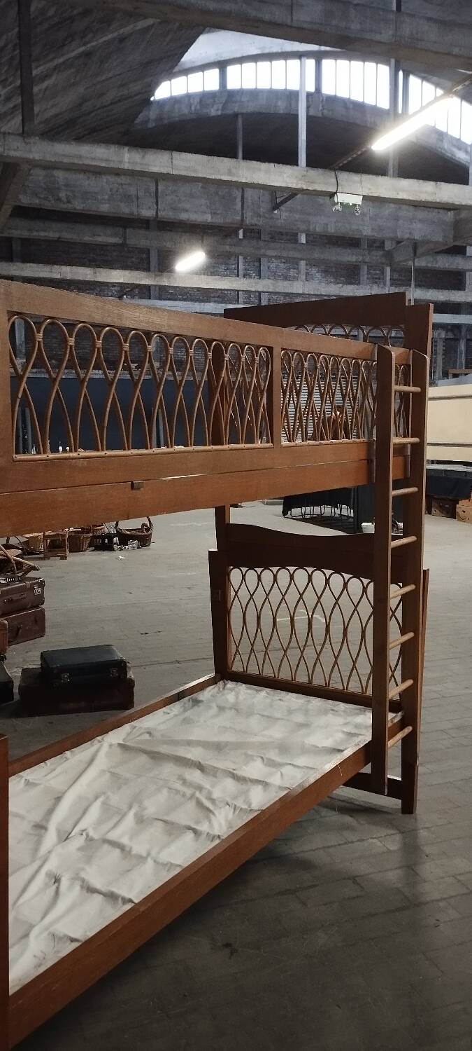 Rattan bunk bed, vintage 1960