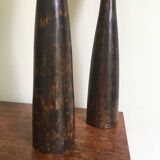 2 diabolo grands bougeoirs chandeliers scandinave bois vintage