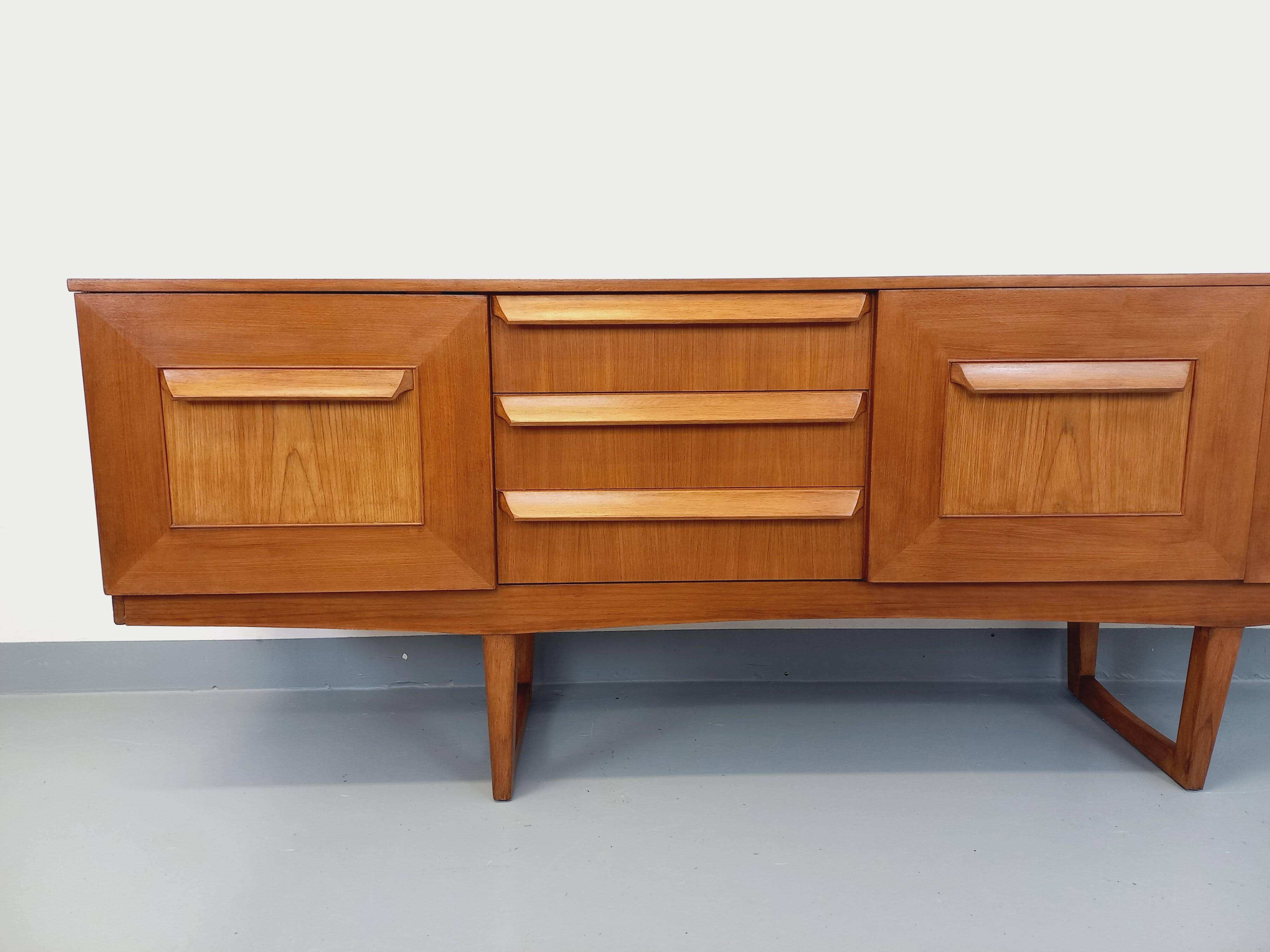Vintage Scandinavian style sled foot sideboard in teak from the 60s