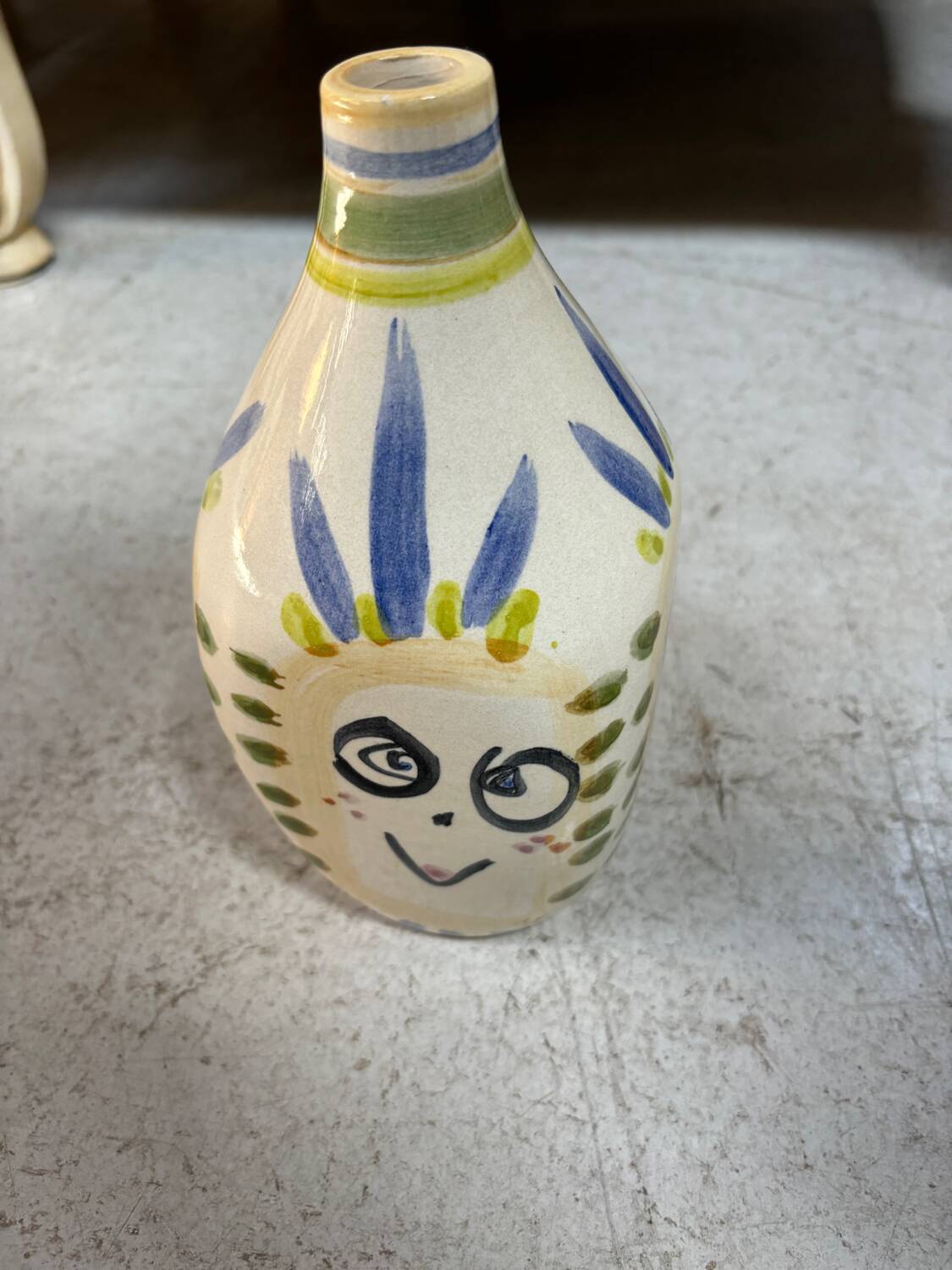 ceramic Vase decorated with Face 22cm