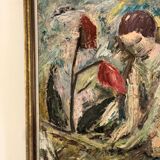 Peinture à l'huile sur panneau suédoise « Femmes abstraites et fleurs », milieu XXème
