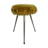 Tabouret tripode avec assise moumoute des années 60