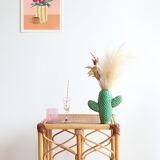 Vintage square rattan side coffee table