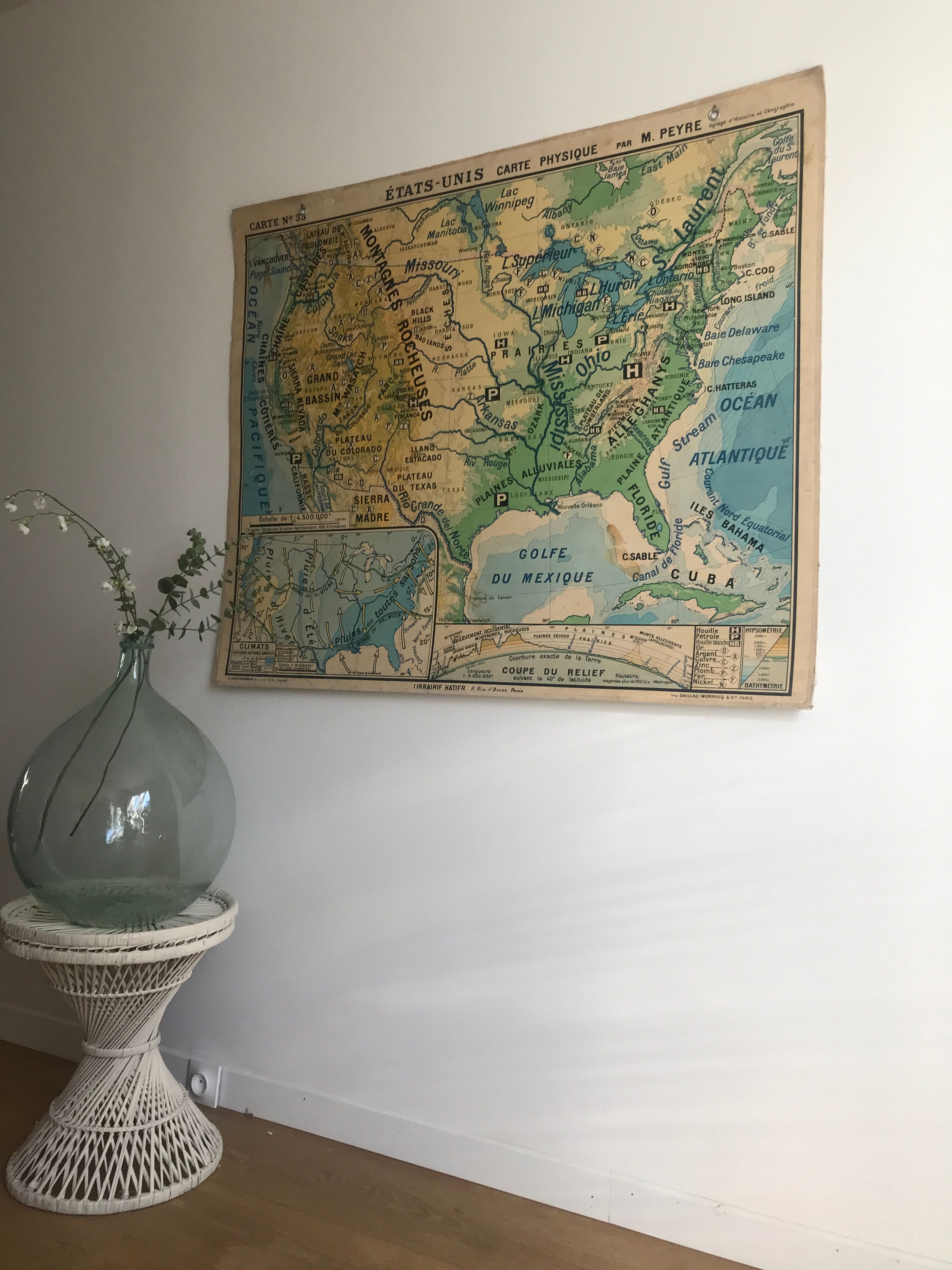 Vintage school map United States N°33 Editions Hatier by M.Peyre
