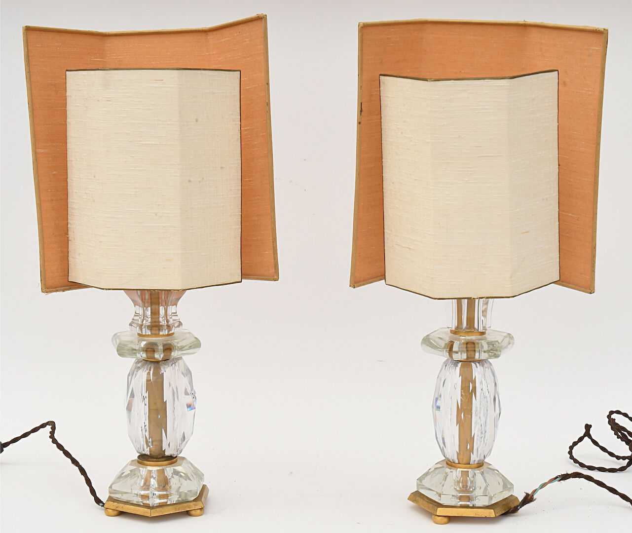 Pair of glass lamps