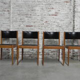 4 vintage chairs upholstered with skai