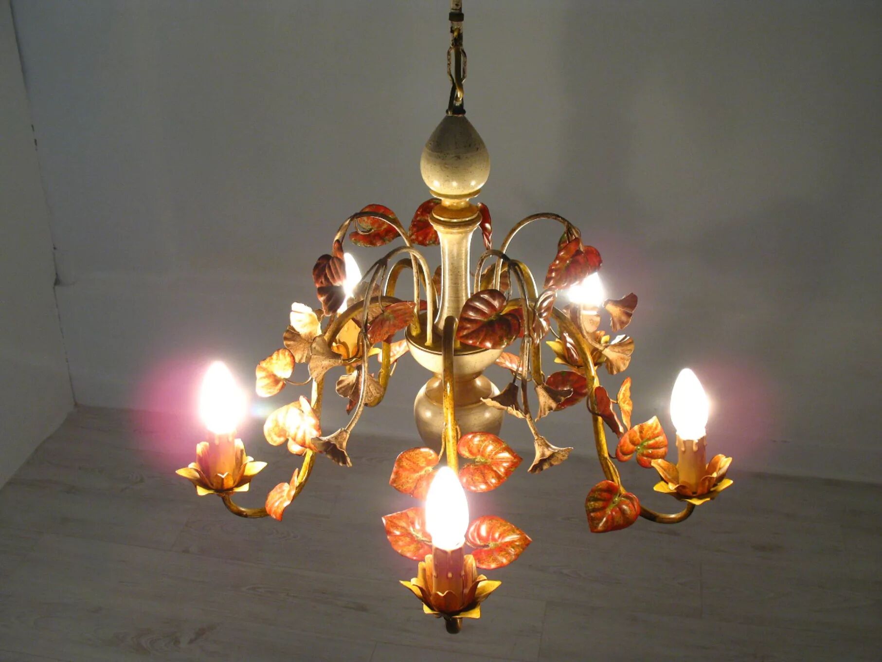 Lustre floral Hollywood Regency, années 1970