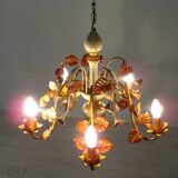 Lustre floral Hollywood Regency, années 1970