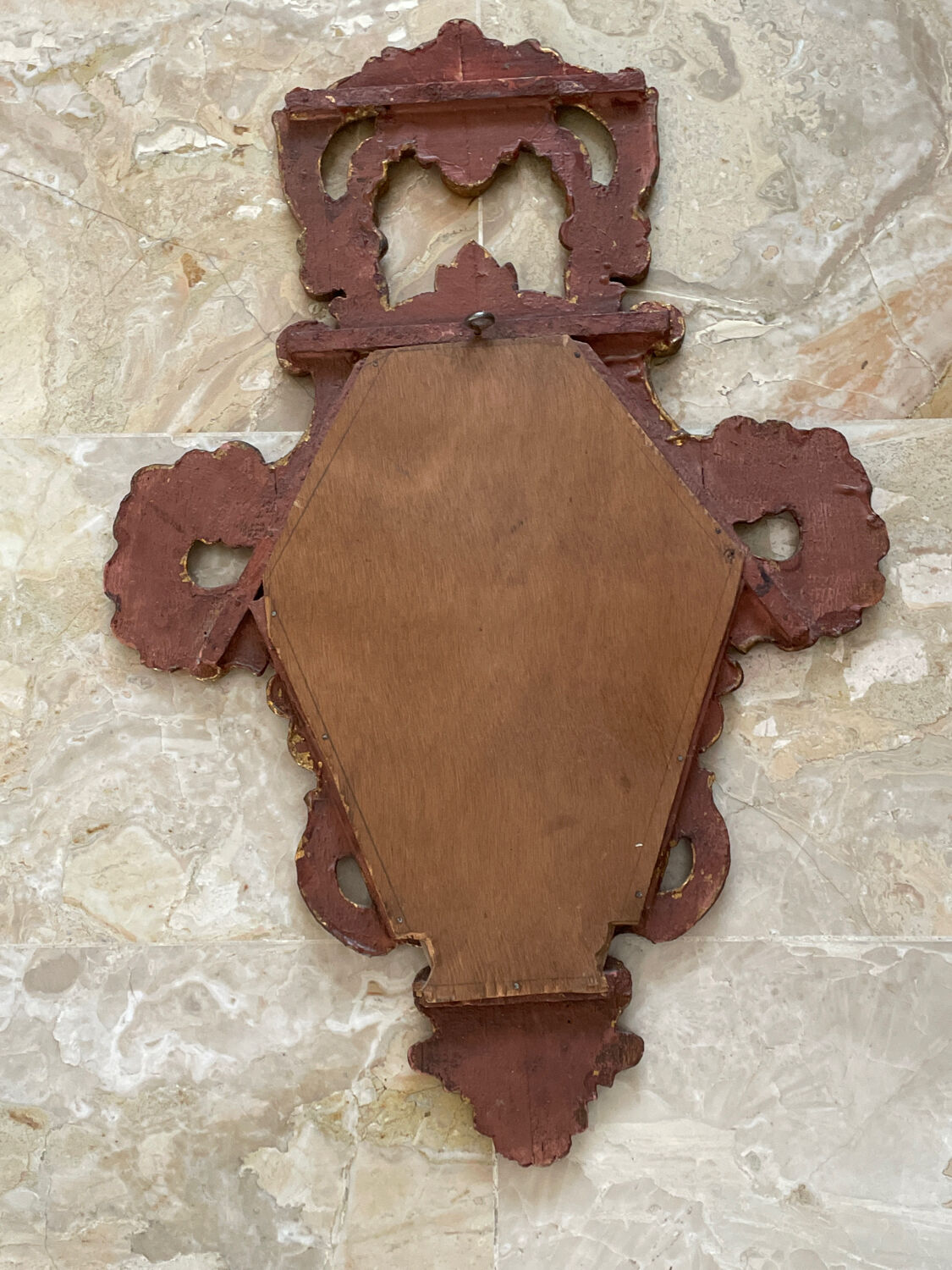 Miroir en bois doré style baroque Louis XIV, 39x67 cm