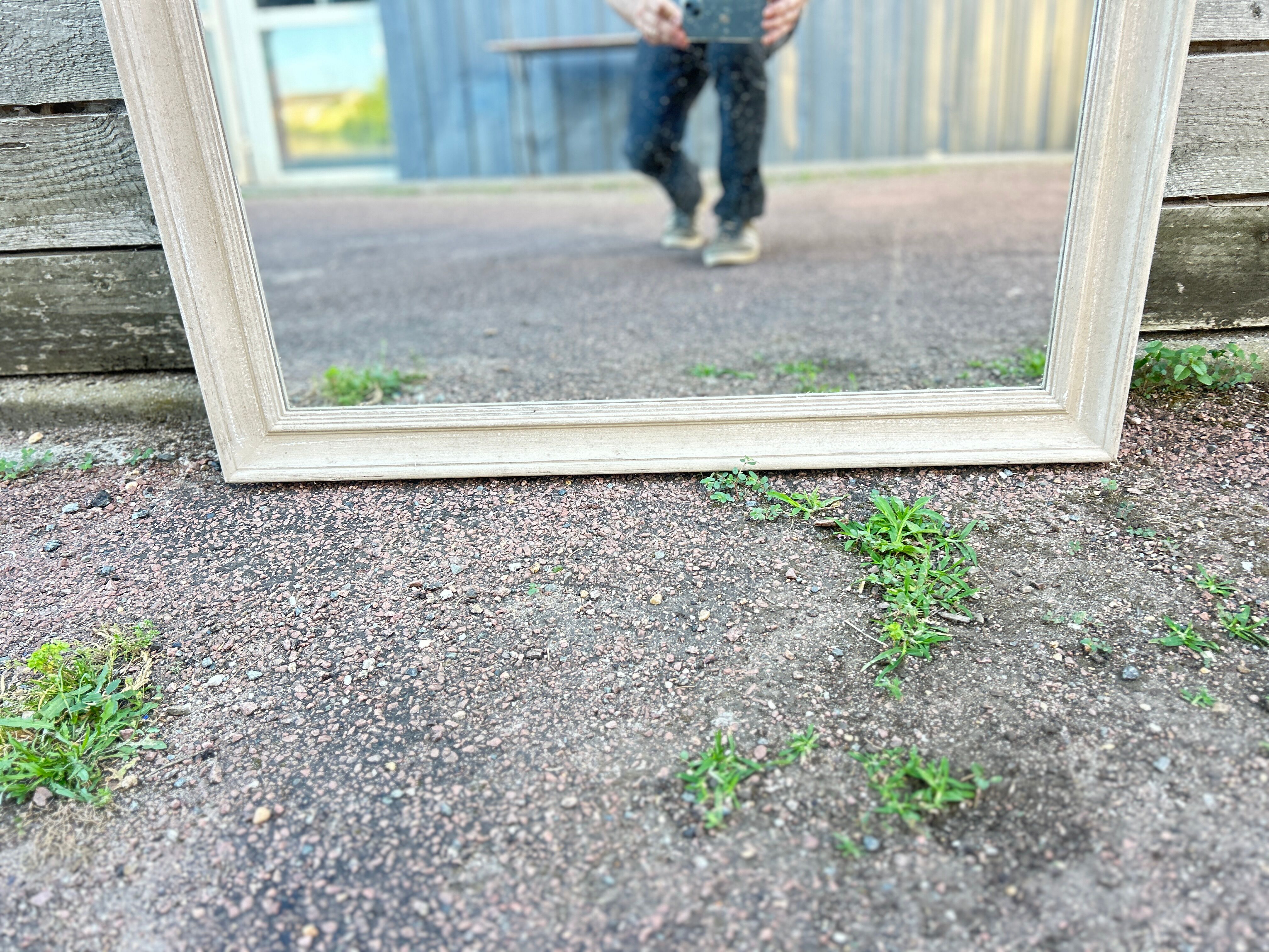 Miroir peint en gris, style Louis Philippe