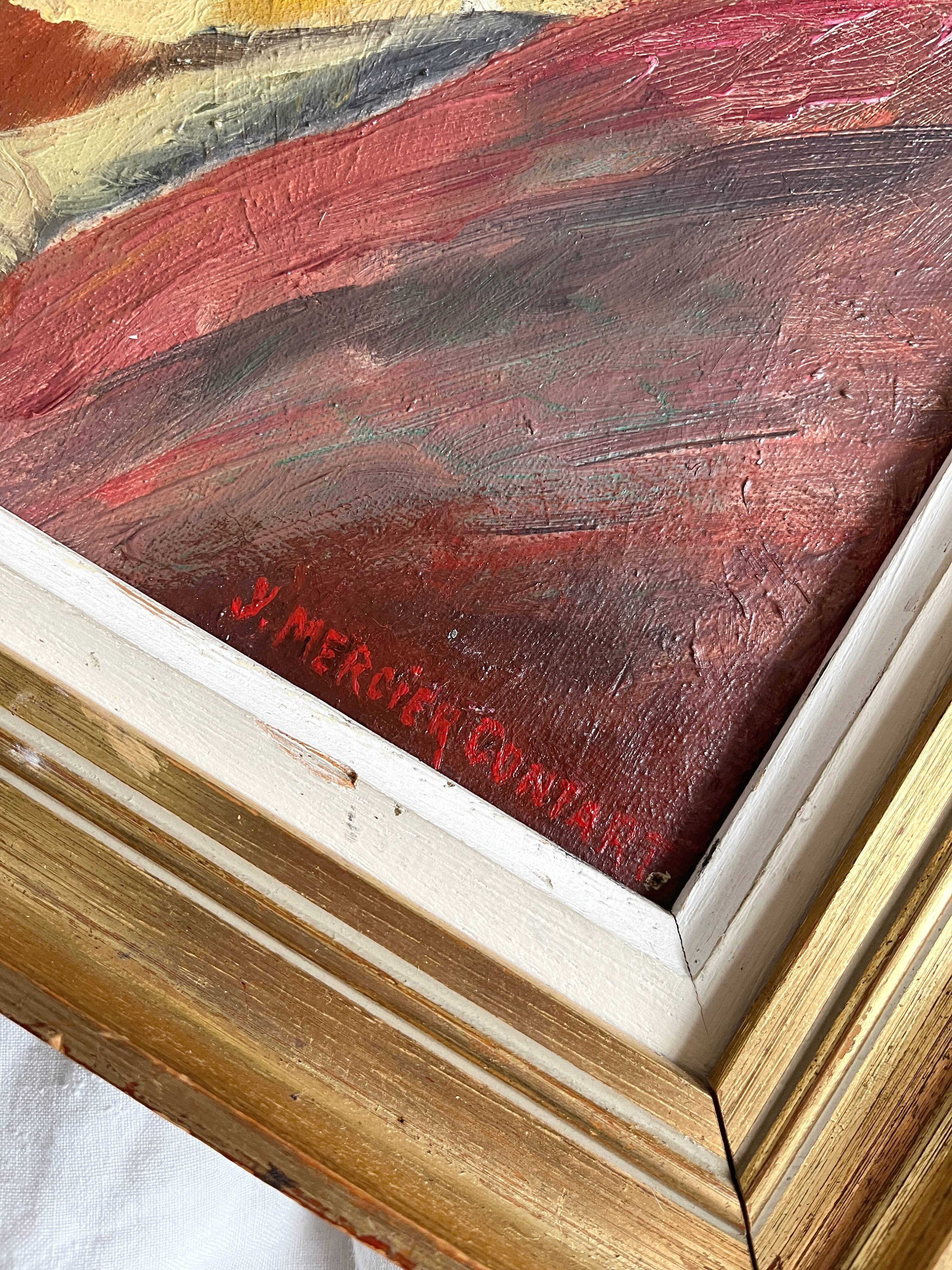 Antique painting, oil on canvas, portrait of a man, signed Y. Mercier Contart