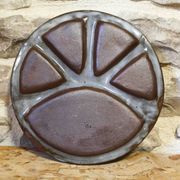 Set of 6 compartment plates in glazed stoneware by Chantal and Thierry Robert.