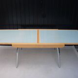 Wood and glass dining table