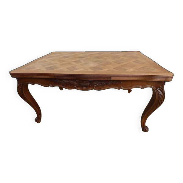 Table à l'italienne et ses deux rallonges amovibles en bois massif noyer