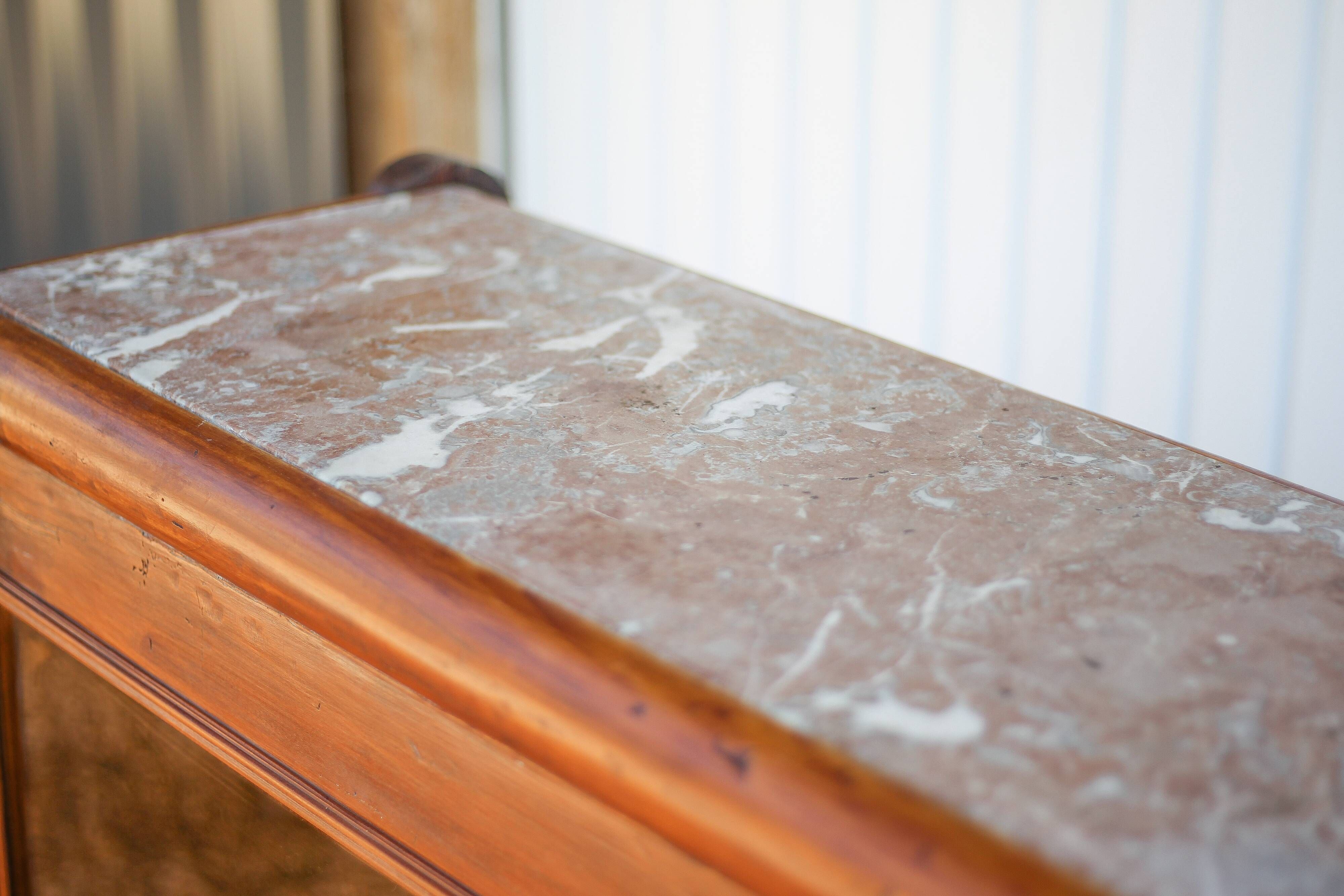 Handcrafted wooden bar, mirror bar and marble slab, wooden furniture