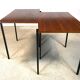 Minimalist walnut & steel stacking side tables, 1960s, Set of 2