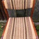 Vintage Scandinavian chairs in fabric and wooden footing.