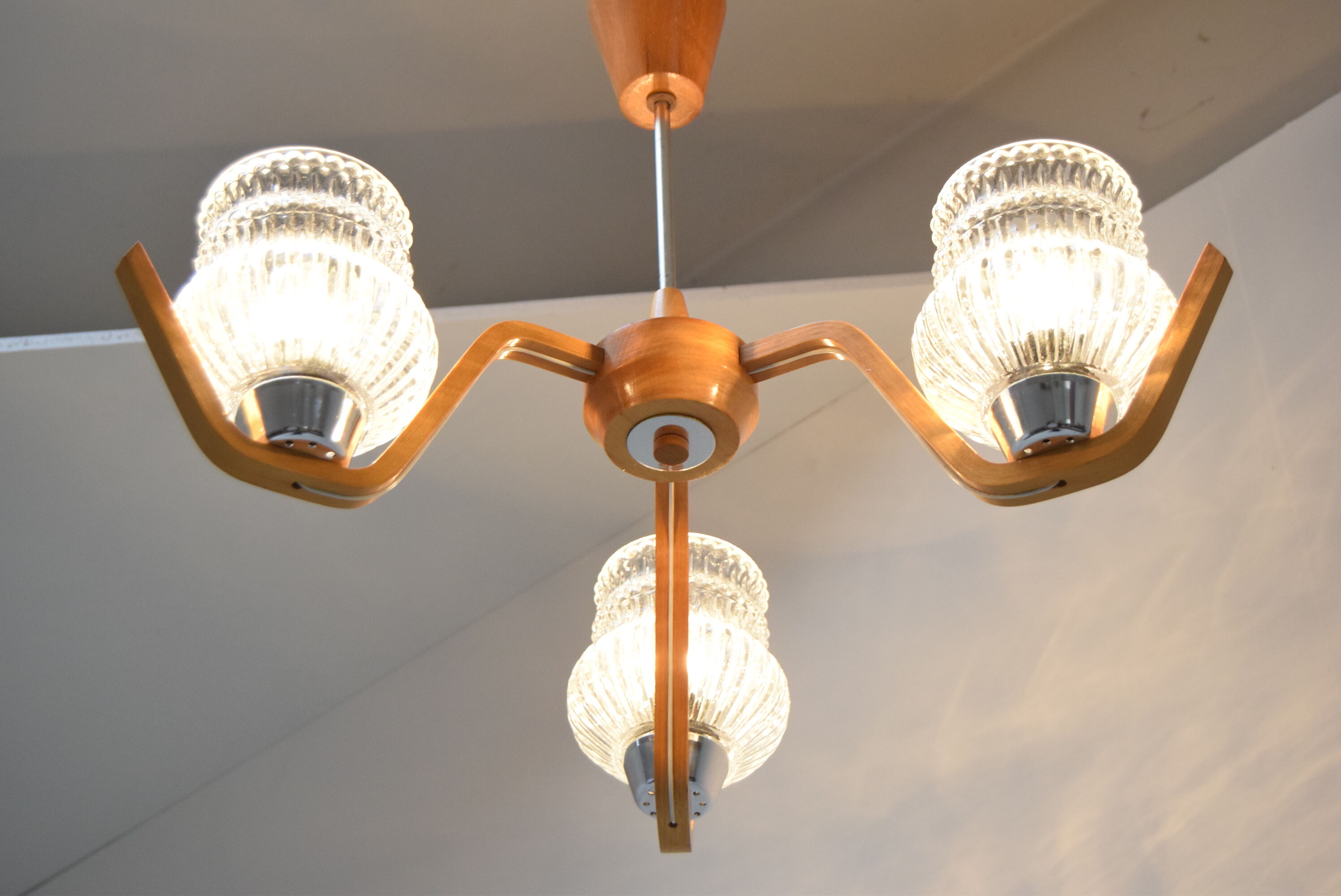 Mid-century Chandelier by Drevo humpolec,1970's.