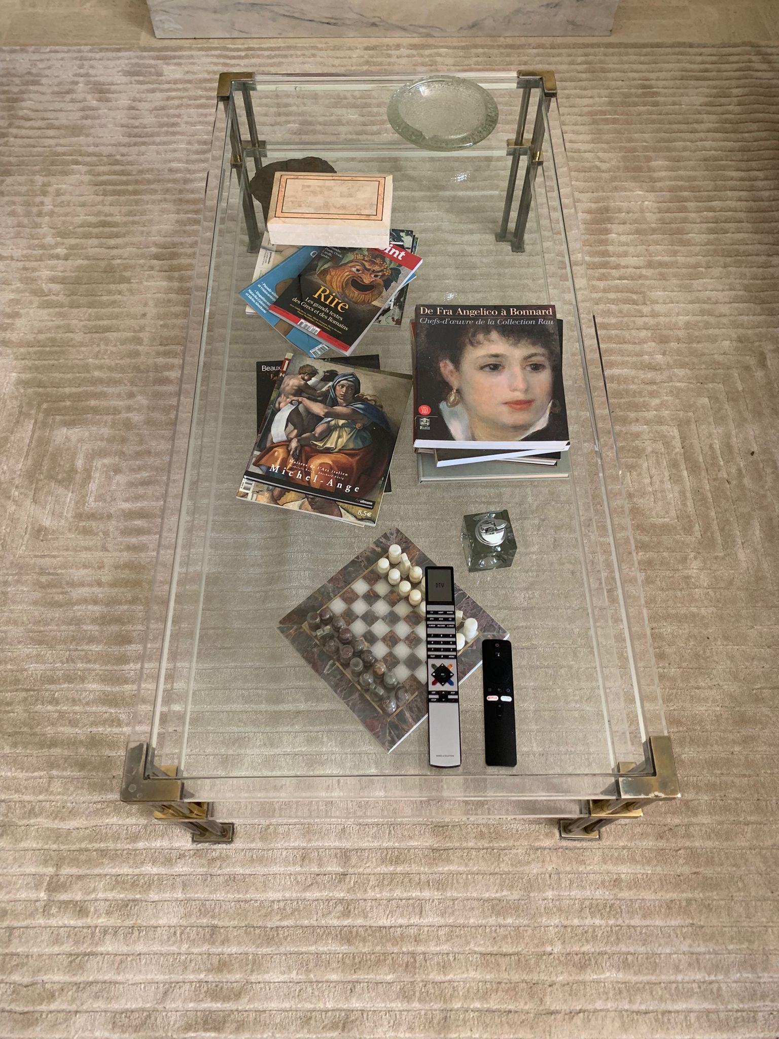 Brass and glass coffee table