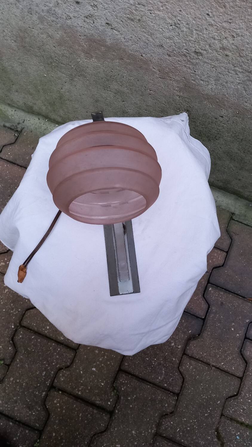 Vintage pink opaline wall lamp