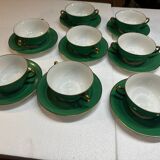 Service 14 cup and saucer in Art Deco Emerald Green and Gold.