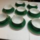 Service 14 Tasse et sous-tasse à Bouillon Art-Deco Vert Émeraude et Or