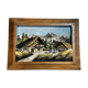 Tableau alpin vintage en bois sculpté et peint