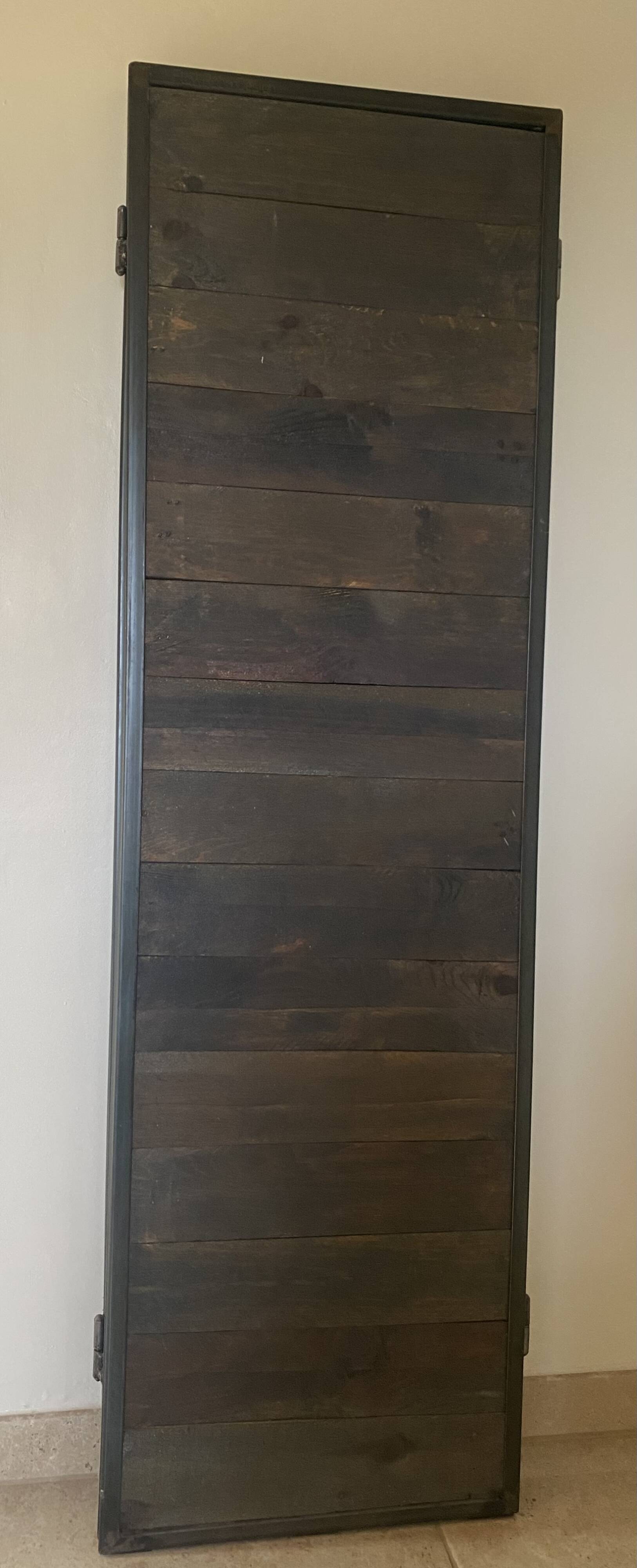 Industrial metal & solid wood screen - Unique designer piece