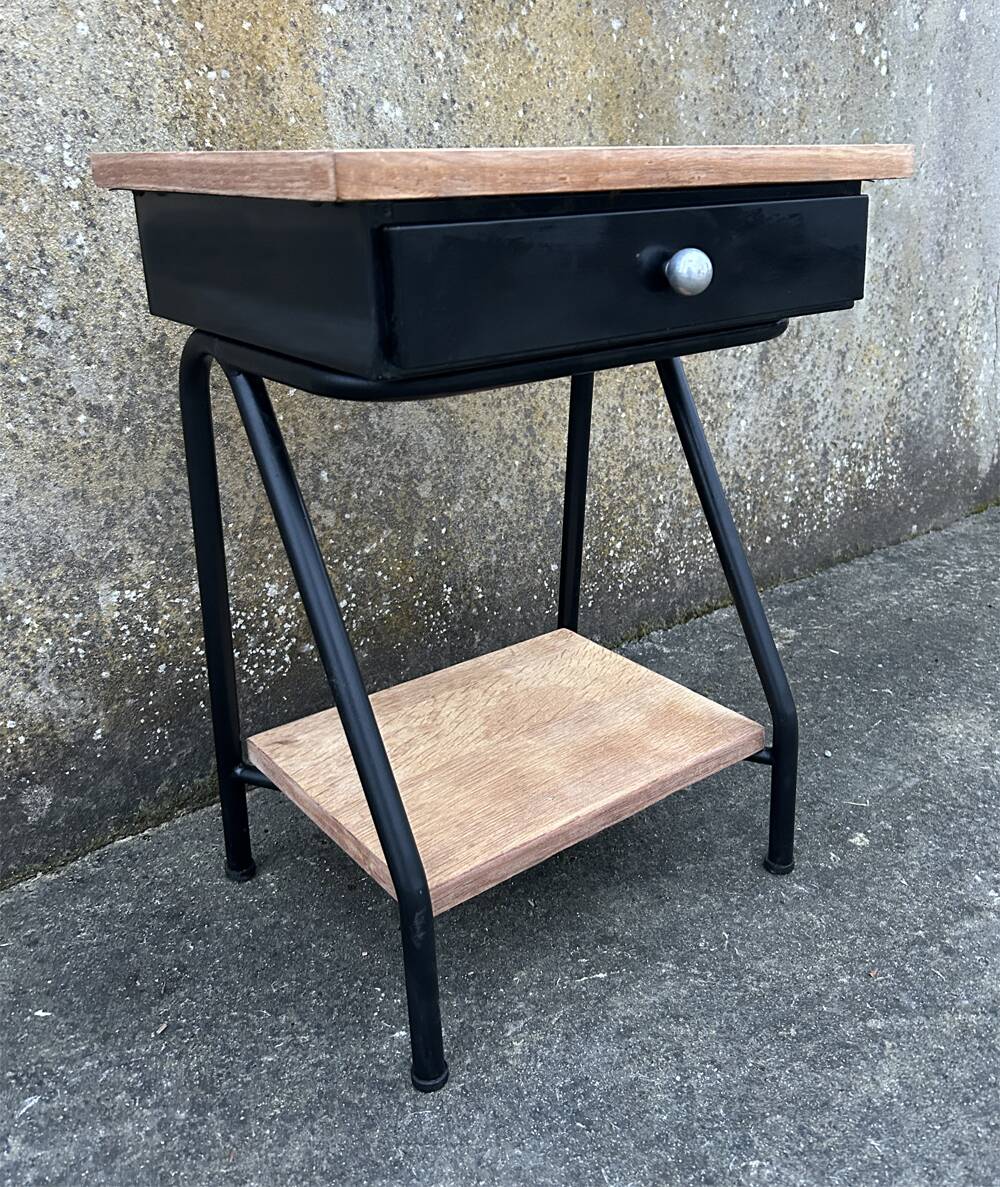 Vintage boarding school bedside table, 1950s