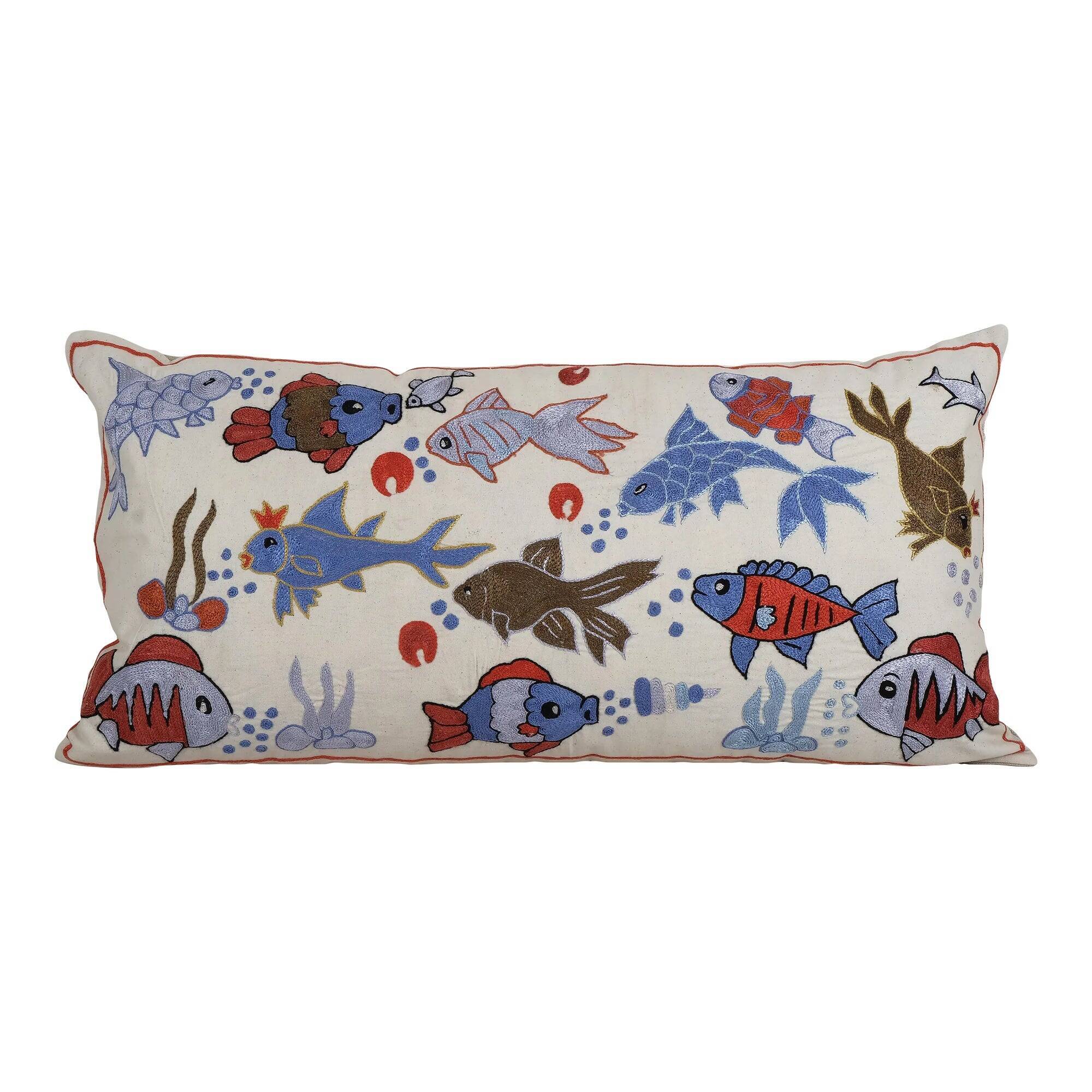 Vintage embroidered cushion cover 46x89 cm