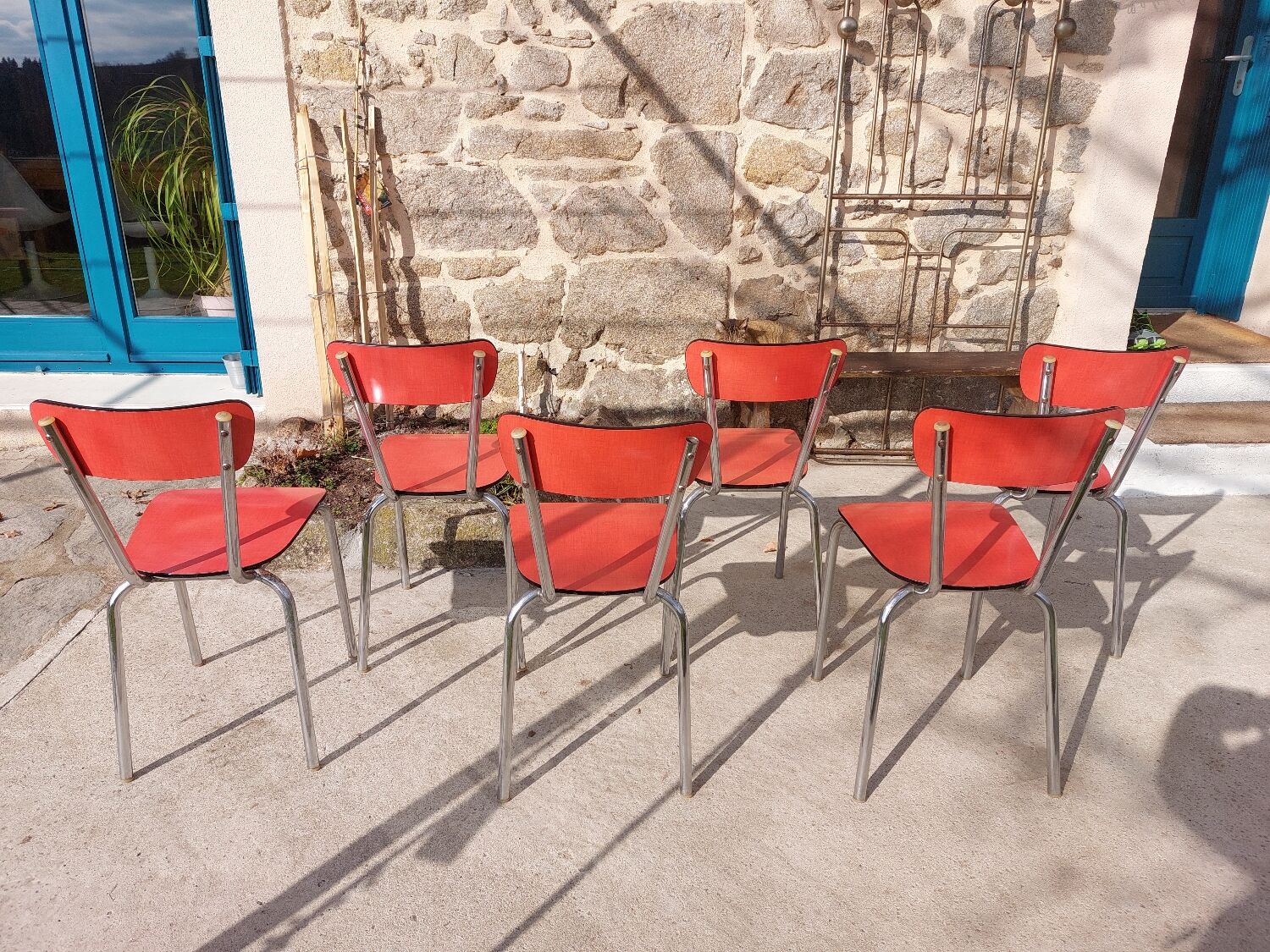 Red formica chairs