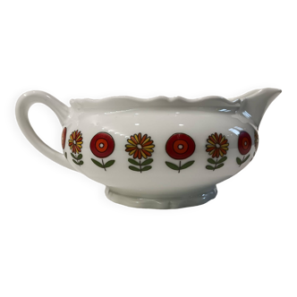 Vintage gravy boat 60s/70s flower patterns Berry Porcelain. H 8cm L 19cm W 13 cm