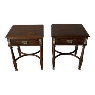 Pair of Louis XVI style bedside tables – gilt bronze details
