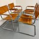 4 vintage tubular chairs with patinated leather designed by Mart Stam