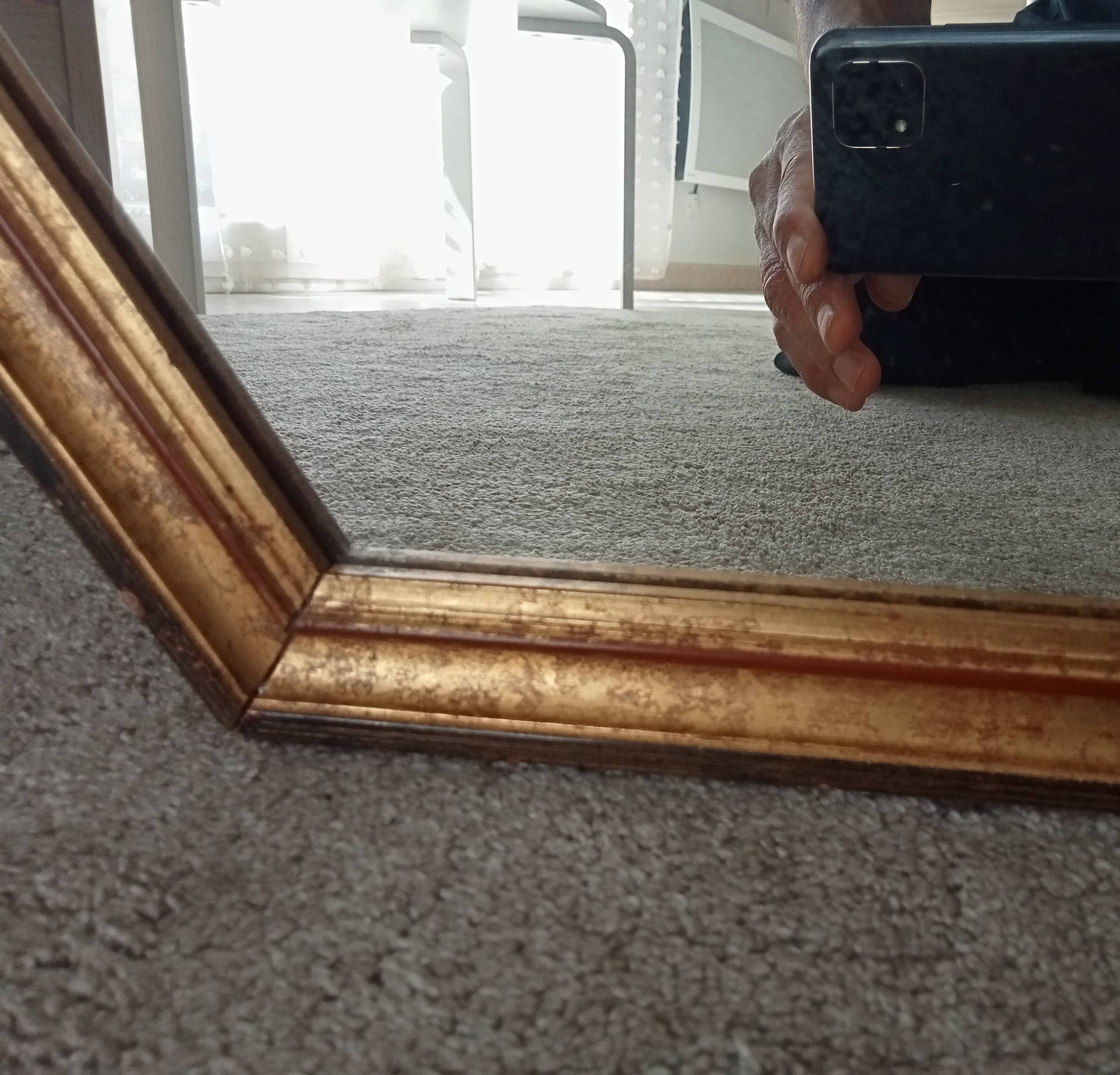 Miroir vintage hexagonale bohème chic en bois doré