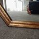 Miroir vintage hexagonale bohème chic en bois doré