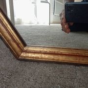 Vintage hexagonal bohemian chic mirror in gilded wood