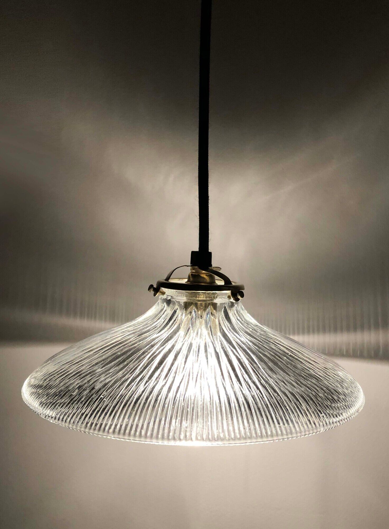 Holophane streaked glass hanging from the 20s and 30s.
