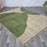 Tapis Vert et blanc fait à la main 200x100cm