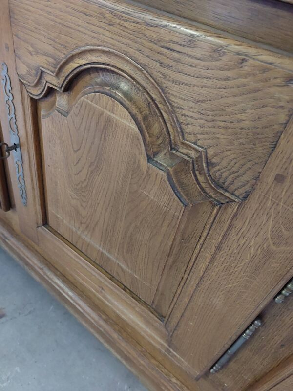 Bibliothèque vitrine deux corps en chêne massif