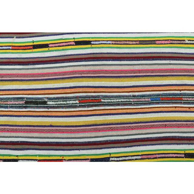 Vintage Turkish Oushak handmade wool cotton pink green runner rug 150x207