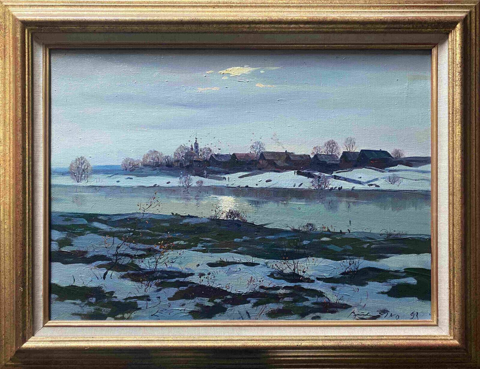 HST Russian school painting "Winter landscape" 1993 signed located + frame