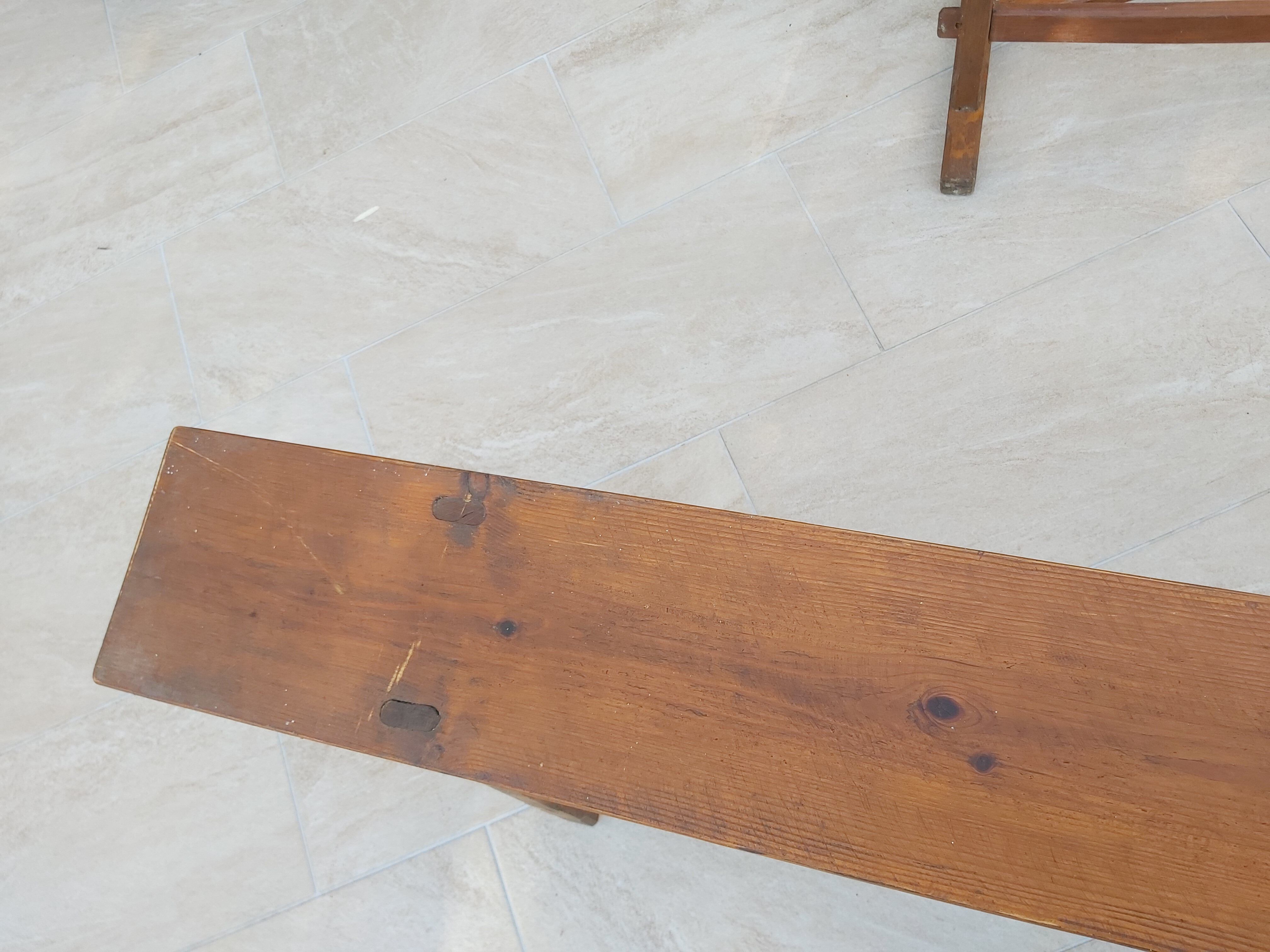 Former pair of pine benches 2m10