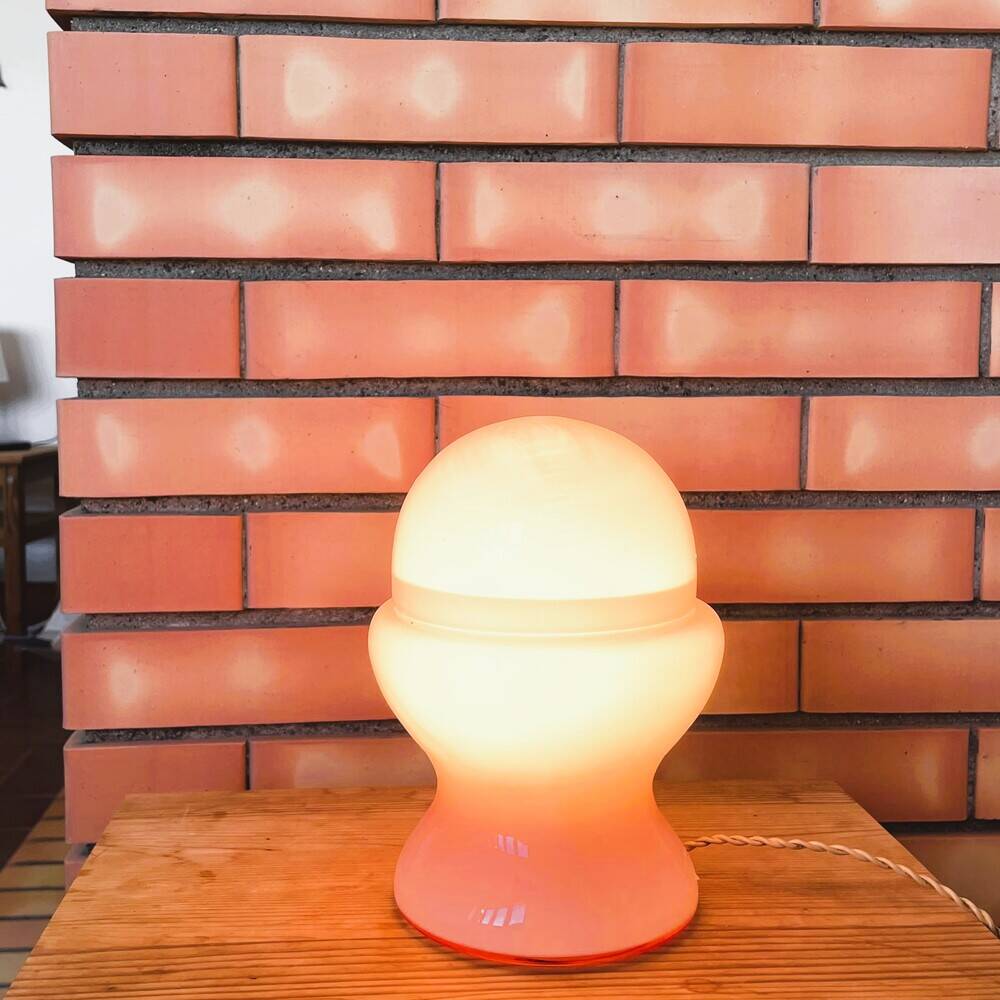 Space Age pink opaline glass table lamp