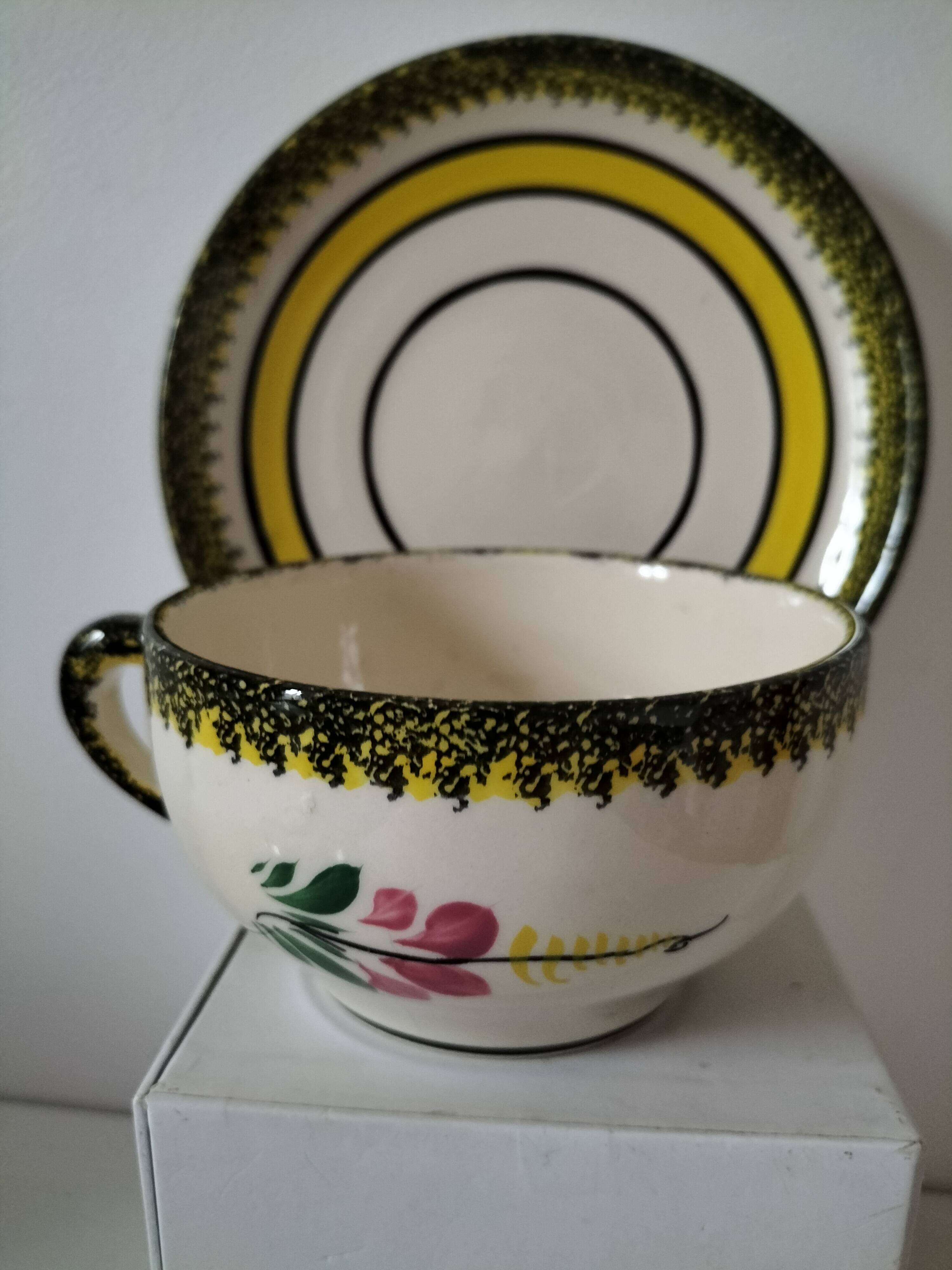 Two Henriot Quimper cups and saucers