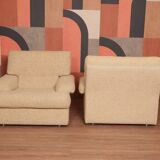 Danish Set of Armchairs Soft Cuschion Comfortable Wool Upholstery