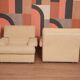 Danish Set of Armchairs Soft Cuschion Comfortable Wool Upholstery