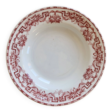 Vintage ironstone deep plate Moulin des Loups Athens model red